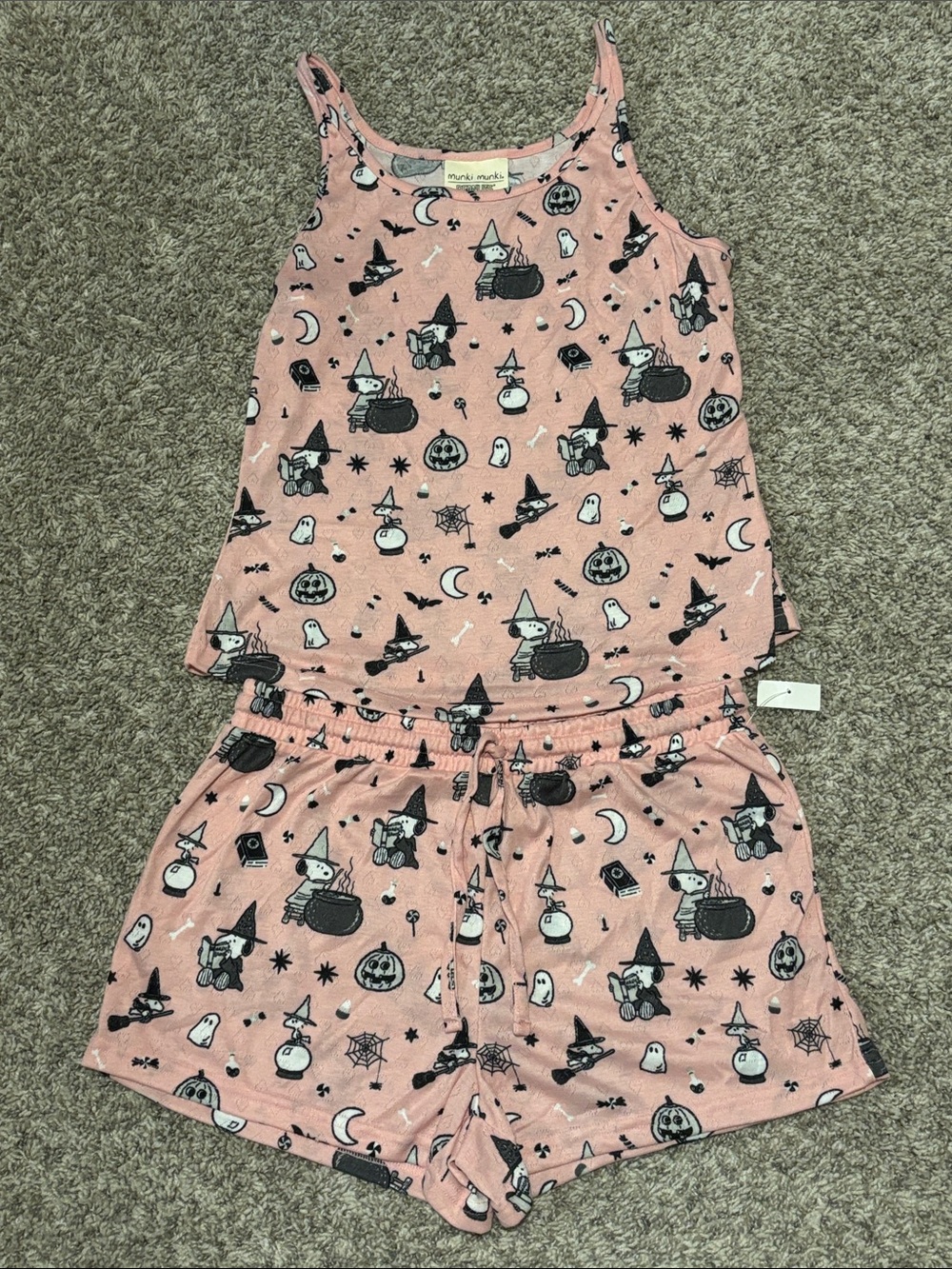 Munki Munki Peanuts Halloween Short Pajama Set Large